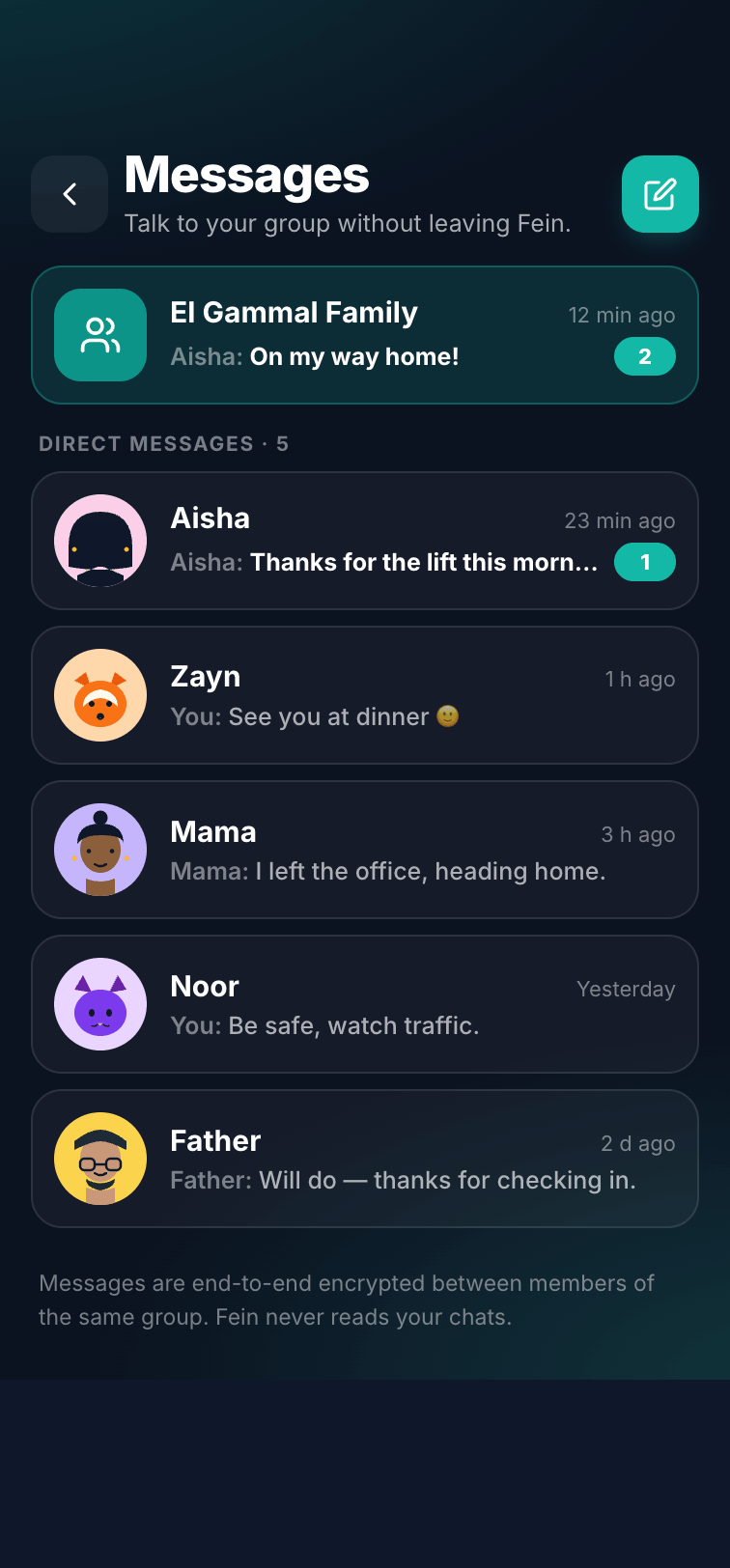 A group chat in Fein